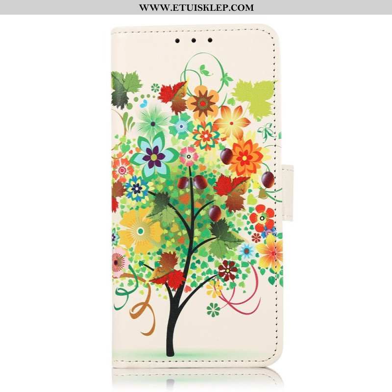 Etui Folio do Poco X4 Pro 5G Kolorowe Ulistnienie Drzewa